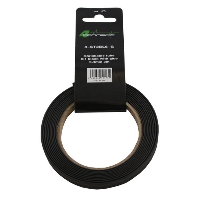 FOUR Connect 4-ST3BL6-G shrink tube,  2:1 Black with glue 6.4mm 3m image