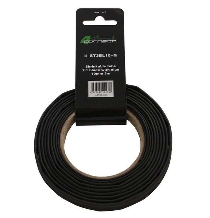 FOUR Connect 4-ST3BL10-G shrink tube,  2:1 Black with glue 10mm 3m image