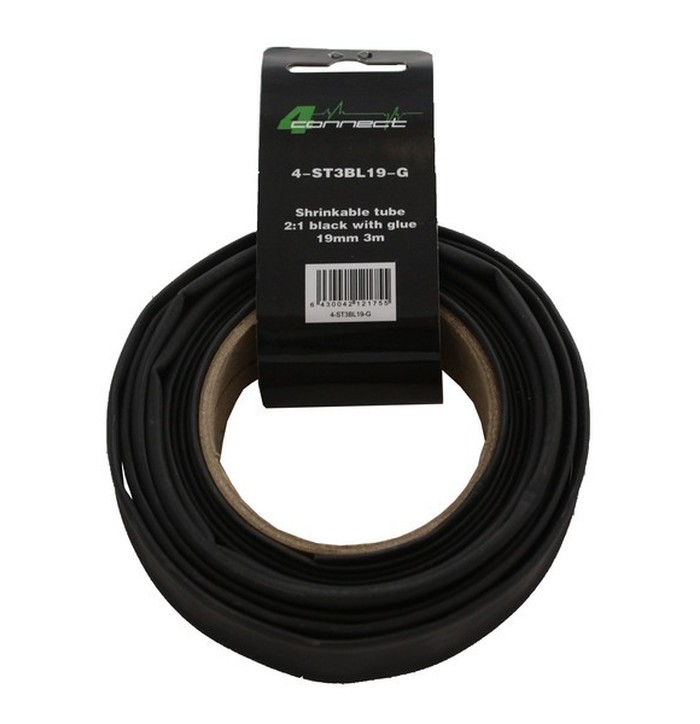 FOUR Connect 4-ST3BL19-G shrink tube,  2:1 Black with glue 19mm 3m image